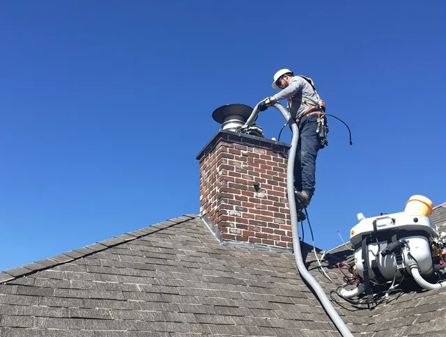 Dedicated Norwalk Chimney Sweep team member cleaning a chimney in Norwalk, CT