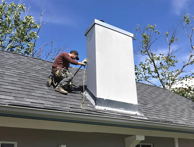 Norwalk Chimney Sweep team member finishing chimney construction in Norwalk, CT