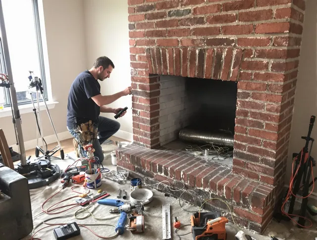 Norwalk Chimney Sweep specialist finalizing chimney liner service in Norwalk, CT