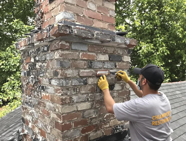 In-progress chimney restoration by Norwalk Chimney Sweep in Norwalk, CT