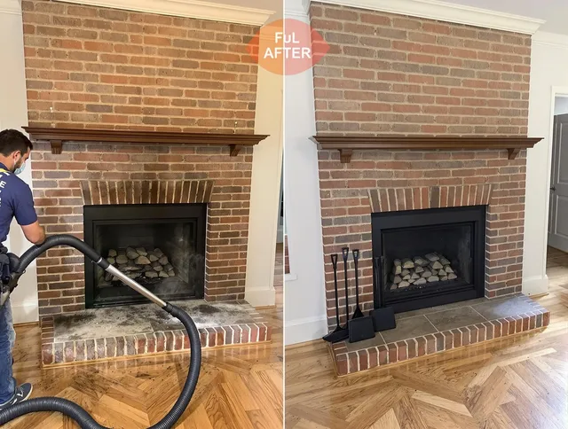 Norwalk Chimney Sweep carefully sanitizing a fireplace in Norwalk, CT