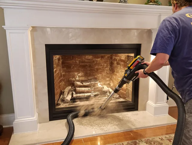 Fireplace cleaning performed by Norwalk Chimney Sweep in Norwalk, CT